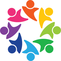 Circle of colorful human figures representing community